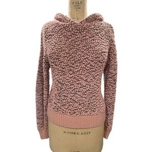 Hooked Up Womens Pullover Popcorn Hoodie Sweater Pink Fluffy Textured S